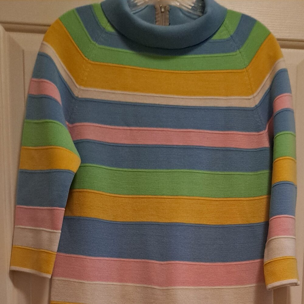 Vintage 1960's Striped Knit Dress Size 14 from Import Corner